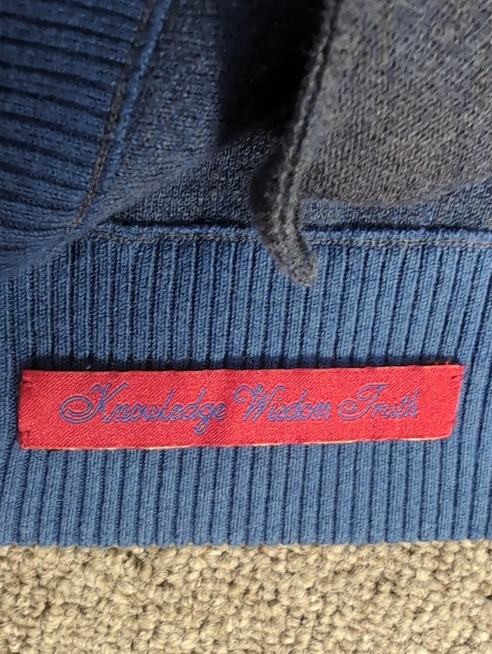 Robert Graham Full Zip Up Cardigan Sweater Size Large in Navy Blue/Gray Cotton
